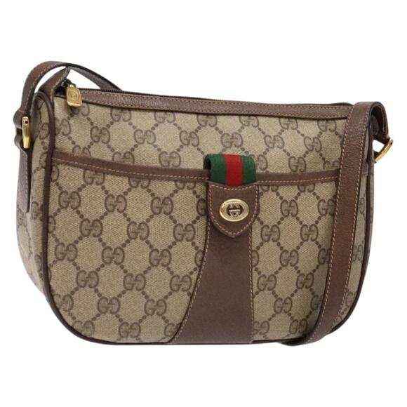 GUCCI GG Supreme Web Sherry Line Shoulder Bag Beige Gold 89 02 032 - Picture 1 of 16